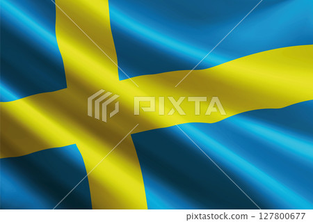 Sweden flag waving in the wind, detailed silk texture Sweden flag waving in the wind, detailed silk texture 127800677