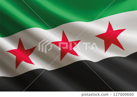 Syria flag waving in the wind, detailed silk texture 127800680