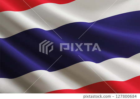 Thailand flag waving in the wind, detailed silk texture 127800684