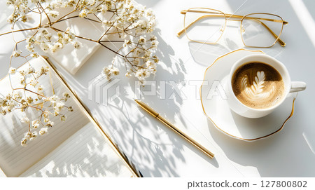 macro close-up of a green leaf with water droplets and soft natural sunlight. Perfect for nature-themed designs and publications. 127800802