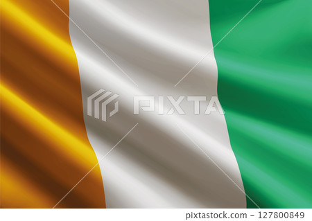 Ivory Coast flag waving in the wind, detailed silk texture Ivory Coast flag waving in the wind, detailed silk texture 127800849