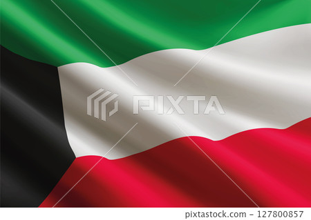 Kuwait flag waving in the wind, detailed silk texture Kuwait flag waving in the wind, detailed silk texture 127800857