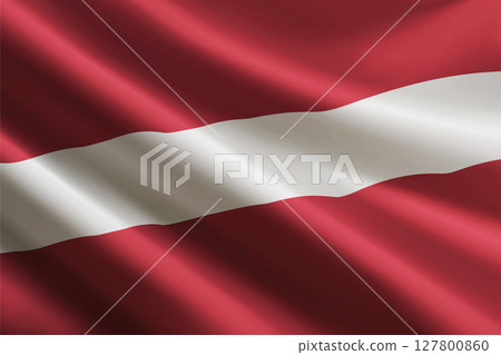 Latvia flag waving in the wind, detailed silk texture 127800860