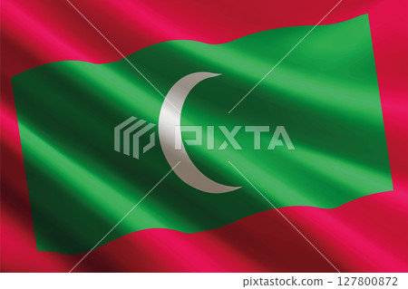 Maldives flag waving in the wind, detailed silk texture 127800872