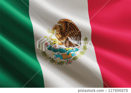 Mexico flag waving in the wind, detailed silk texture 127800878