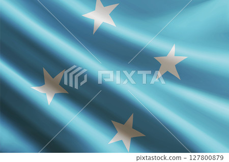 Micronesia flag waving in the wind, detailed silk texture Micronesia flag waving in the wind, detailed silk texture 127800879