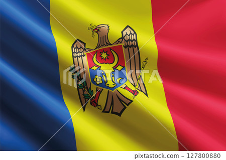 Moldova flag waving in the wind, detailed silk texture Moldova flag waving in the wind, detailed silk texture 127800880