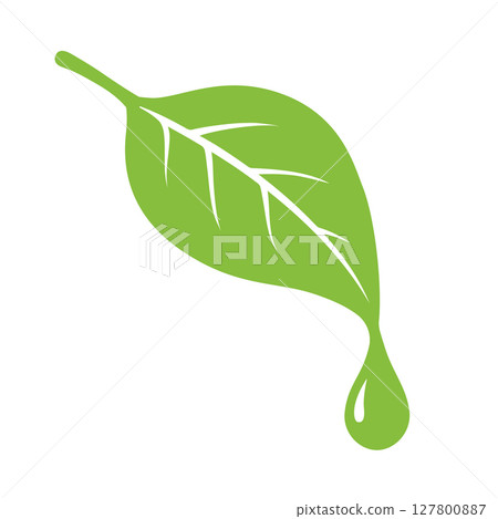 Leaf and droplet icon in minimal clean design style 127800887