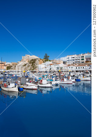 Ciutadella Menorca marina Port view Town hall 127800902