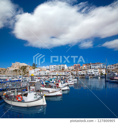 Ciutadella Menorca marina Port view Town hall 127800905