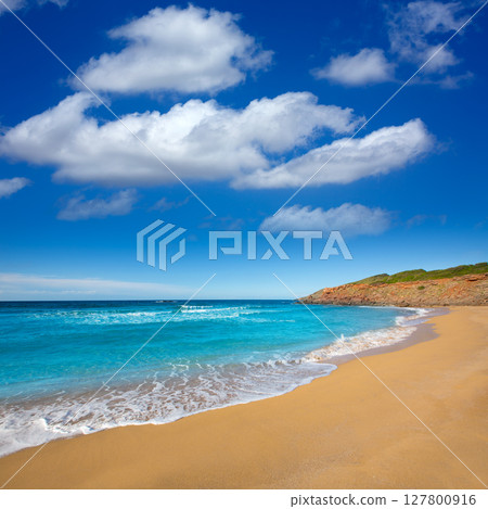 Cala Pilar beach in Menorca at Balearic Islands 127800916