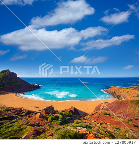 Cala Pilar beach in Menorca at Balearic Islands 127800917