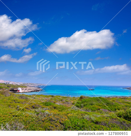 Binibeca beach in Menorca at Binibequer Vell village 127800931