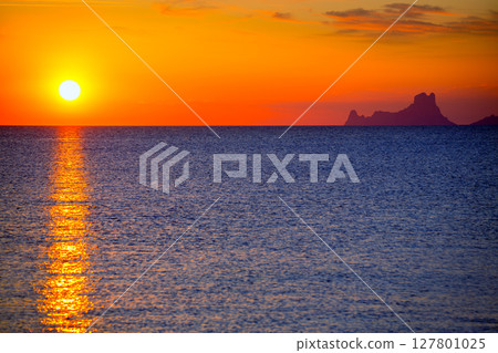 Ibiza sunset Es Vedra view from Formentera Ibiza sunset Es Vedra view from Formentera 127801025