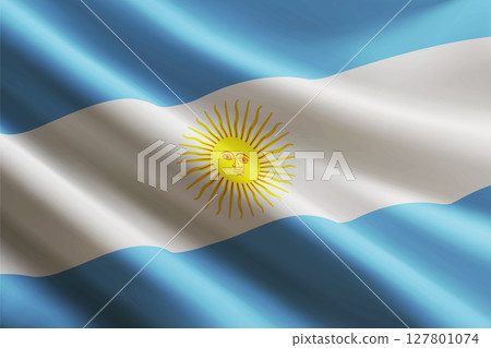 Argentina flag waving in the wind, detailed silk texture Argentina flag waving in the wind, detailed silk texture 127801074
