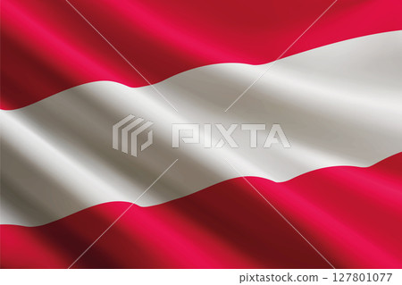 Austria flag waving in the wind, detailed silk texture 127801077