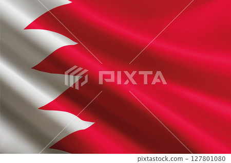 Bahrain flag waving in the wind, detailed silk texture Bahrain flag waving in the wind, detailed silk texture 127801080
