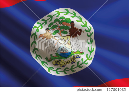 Belize flag waving in the wind, detailed silk texture 127801085