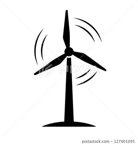 Spinning wind turbine icon with motion lines for rotation Spinning wind turbine icon with motion lines for rotation 127801095