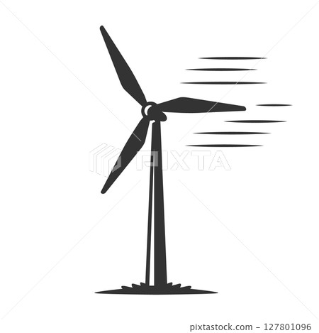 Spinning wind turbine icon with motion lines for rotation Spinning wind turbine icon with motion lines for rotation 127801096