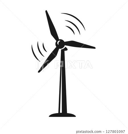 Spinning wind turbine icon with motion lines for rotation Spinning wind turbine icon with motion lines for rotation 127801097