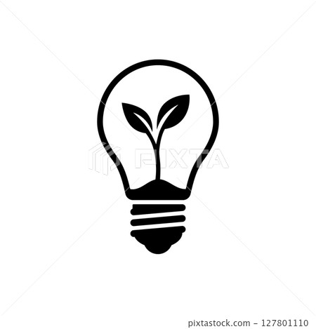 Eco-friendly light bulb icon with plant sprout inside 127801110