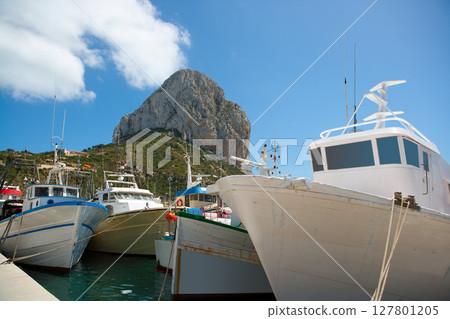 Calpe Alicante fisherboats with Penon de Ifach 127801205