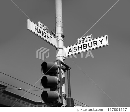 San Francisco Haight Ashbury street sign junction California 127801237