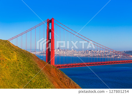 San Francisco Golden Gate Bridge Marin headlands California 127801254