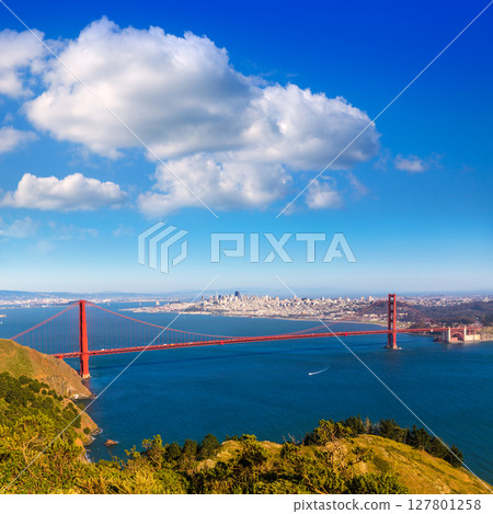 San Francisco Golden Gate Bridge Marin headlands California San Francisco Golden Gate Bridge Marin headlands California 127801258