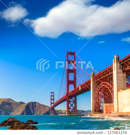 San Francisco Golden Gate Bridge Marshall beach California San Francisco Golden Gate Bridge Marshall beach California 127801259
