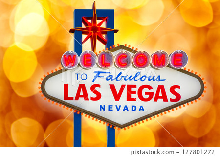 Welcome to Fabulous Las Vegas sign blurred highlights Welcome to Fabulous Las Vegas sign blurred highlights 127801272