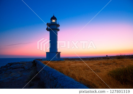 Formentera sunset in Barbaria cape lighthouse Formentera sunset in Barbaria cape lighthouse 127801319