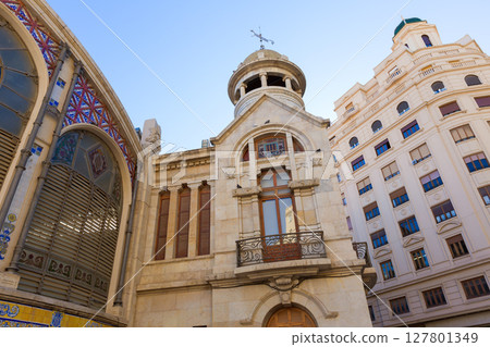 Valencia Mercado Central market rear facade Spain 127801349