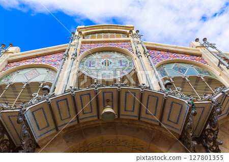 Valencia Mercado Central market facade Spain Valencia Mercado Central market facade Spain 127801355