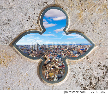 Valencia aerial skyline from el Miguelete tower Spain 127801387