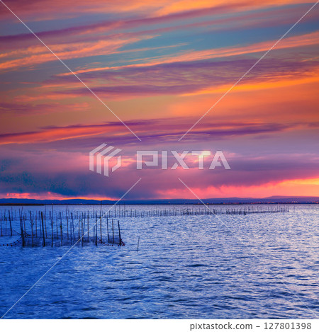 Albufera sunset lake park in Valencia el saler Spain 127801398