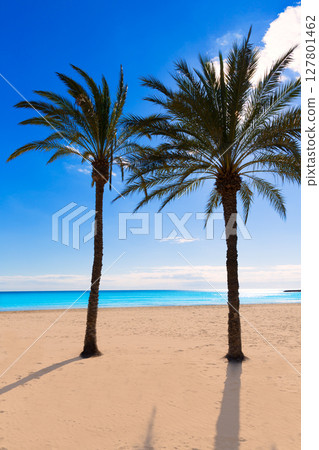 Alicante Postiguet beach at Mediterranean Spain Alicante Postiguet beach at Mediterranean Spain 127801462