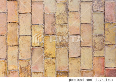 Clay ancient brick flooring texture in Alicante castle 127801505