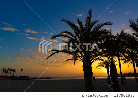 Javea El Arenal beach sunrise Mediterranean Spain 127801653