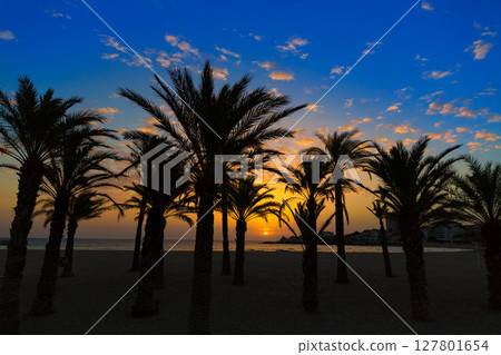 Javea El Arenal beach sunrise Mediterranean Spain 127801654