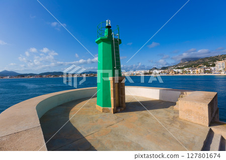 Javea Xabia green lighthouse beacon Alicante Spain 127801674