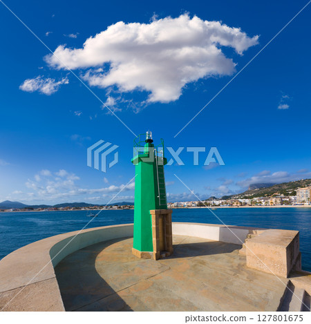 Javea Xabia green lighthouse beacon Alicante Spain 127801675