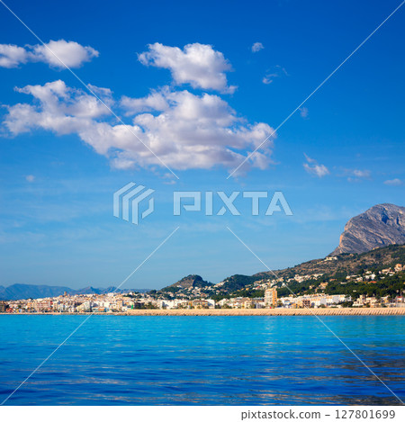 Javea Xabia skyline from Mediterranean sea Spain 127801699