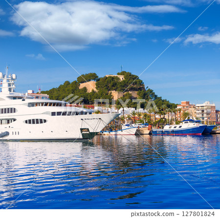 Denia Port with castle hill Alicante province Spain 127801824