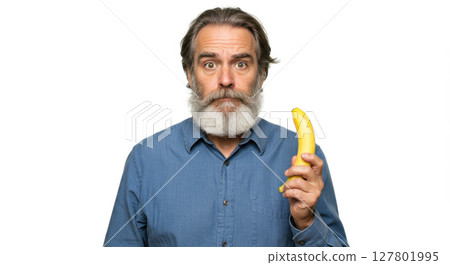 Asian Man in White T-Shirt Showing Gratitude with Praying Hands - Peaceful and Respectful Expression for Mindfulness or Wellness Concept 127801995
