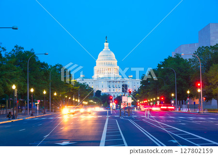 Capitol sunset Pennsylvania Ave Washington DC Capitol sunset Pennsylvania Ave Washington DC 127802159