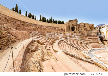 Cartagena Roman Amphitheater in Murcia Spain 127802316