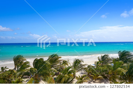 Mahahual Caribbean beach in Costa Maya 127802534