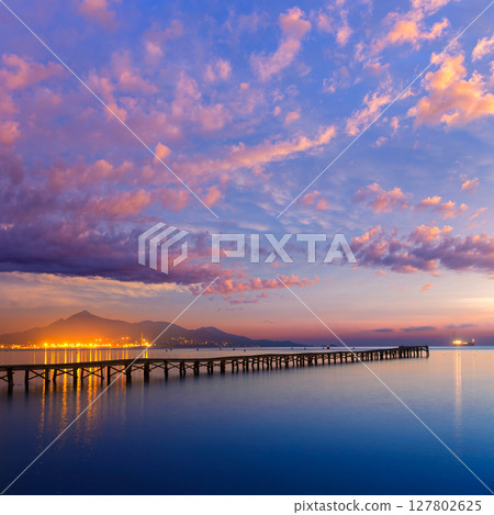 Majorca Muro beach sunrise Alcudia Bay Mallorca Majorca Muro beach sunrise Alcudia Bay Mallorca 127802625